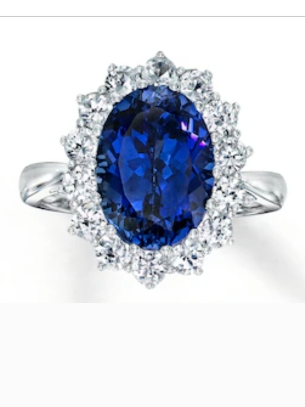 Blue Oval Halo Sapphire Ring - Classic Women's Jewelry
